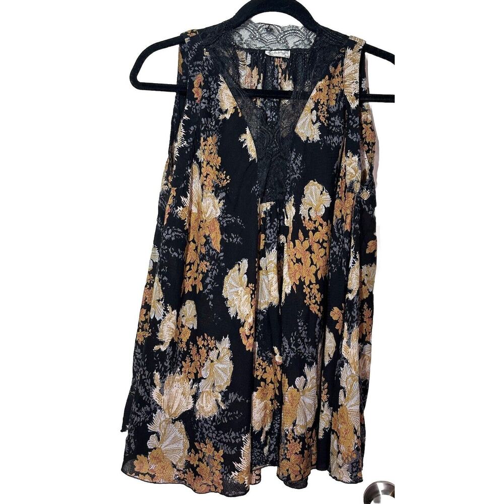 Free People Floral Sleeveless Lace Blouse Lightweight sheer blouse Top XS
